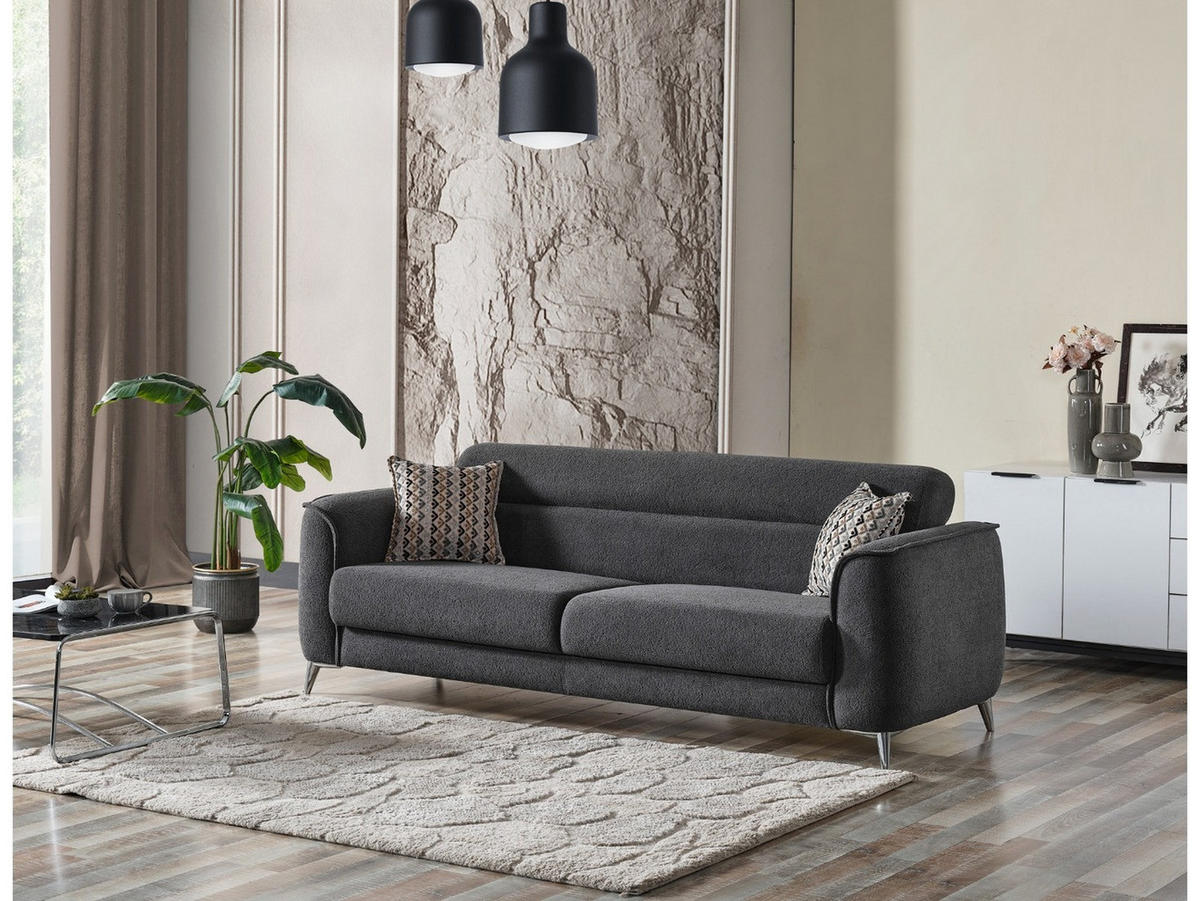 SITZGARNITUR Acapulco, Anthrazit Stellvariante 3+2+1 - Anthrazit, Holzwerkstoff/Kunststoff (237/87/98cm)