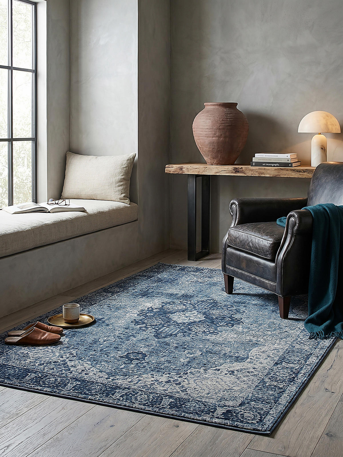 TEPPICH COQUET, im Vintage-Stil, Blau, 200 x 290 cm - Blau, Textil (200/290cm) - KADIMA DESIGN