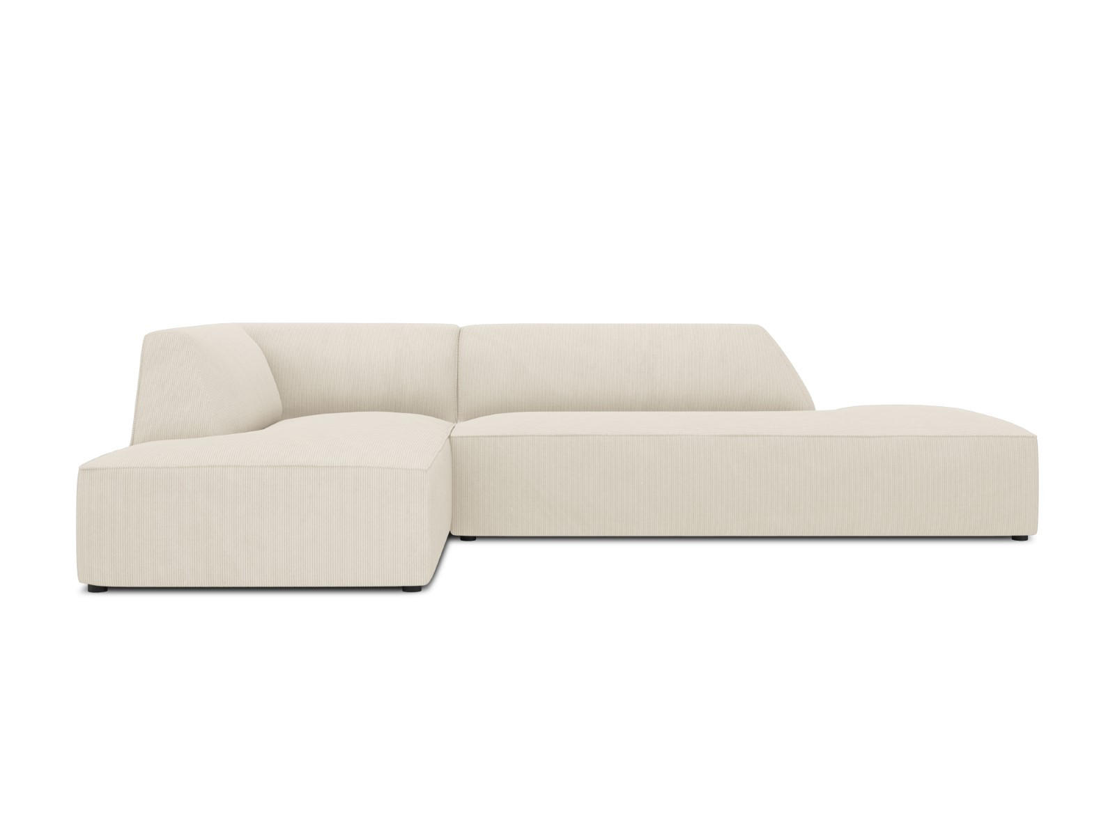 ECKSOFA links Ruby aus Cord leichtes beige 4 Sitzplätze - Creme, Textil (180/273cm) - Micadoni