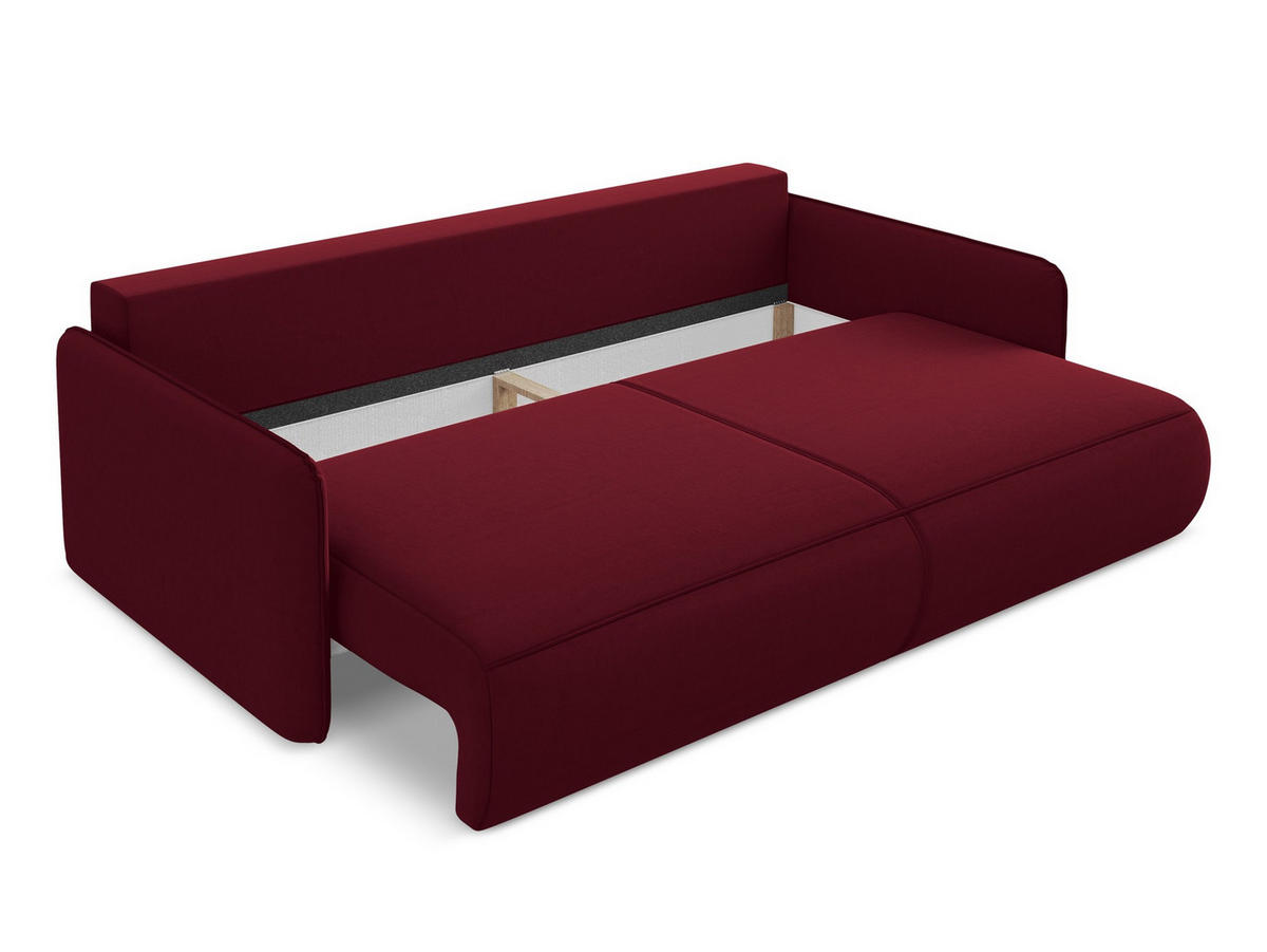 3-SITZER SOFA mit Schlaffunktion Samt Stoff Rot - Bordeaux/Rot, Kunststoff/Textil (216/86/105cm) - Makamii