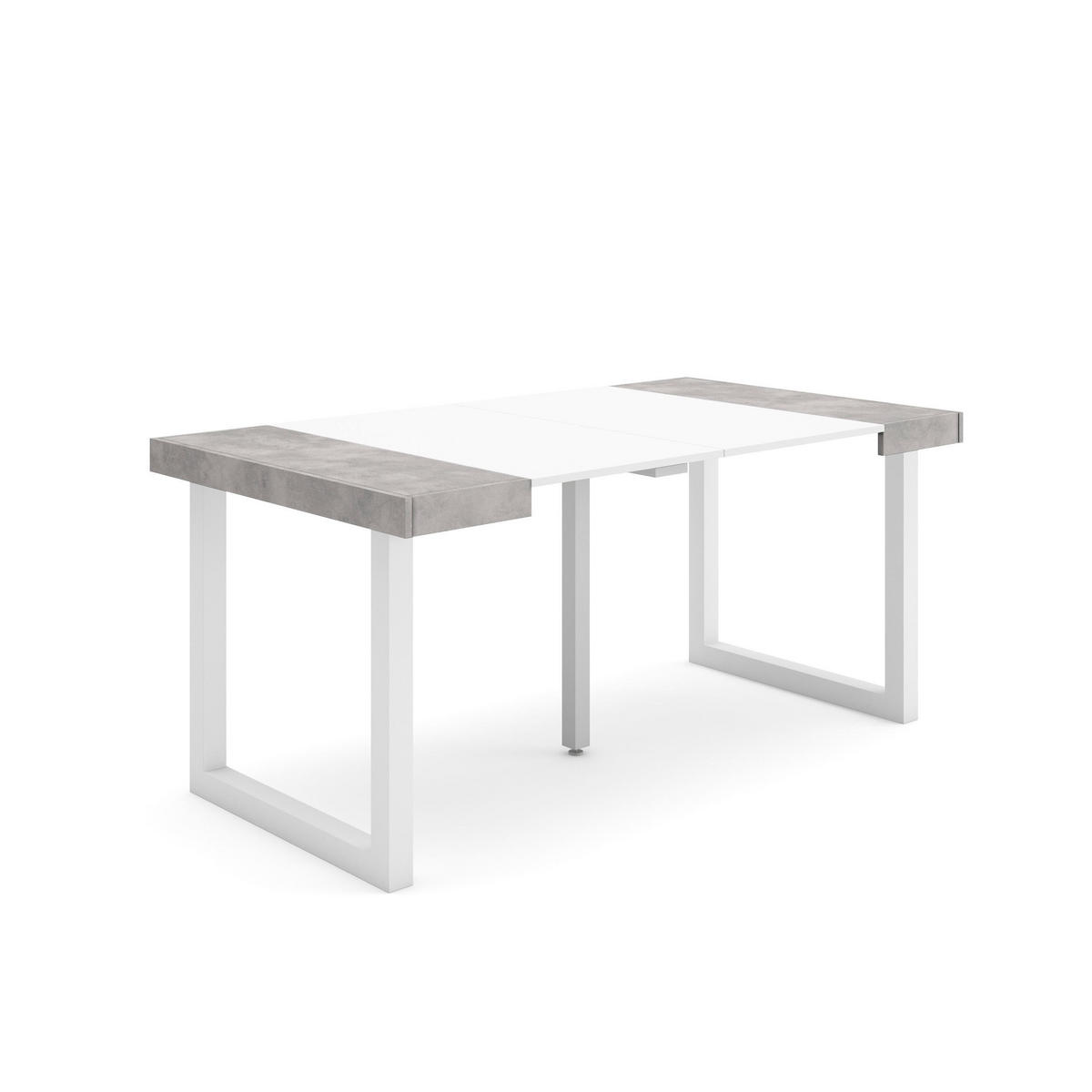 KONSOLENTISCH ausziehbar 58 bis 160cm, für 8 Gäste, weiß zementgrau, 90/58/73cm - Weiß/Grau, Holzwerkstoff (90/160/73cm) - Skraut Home