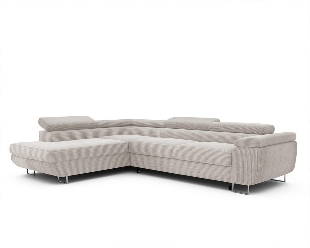 ECKSOFA ANTON mit Schlaffunktion und Bettkasten Creme - Creme, Holzwerkstoff/Kunststoff (274/203cm) - Idohome
