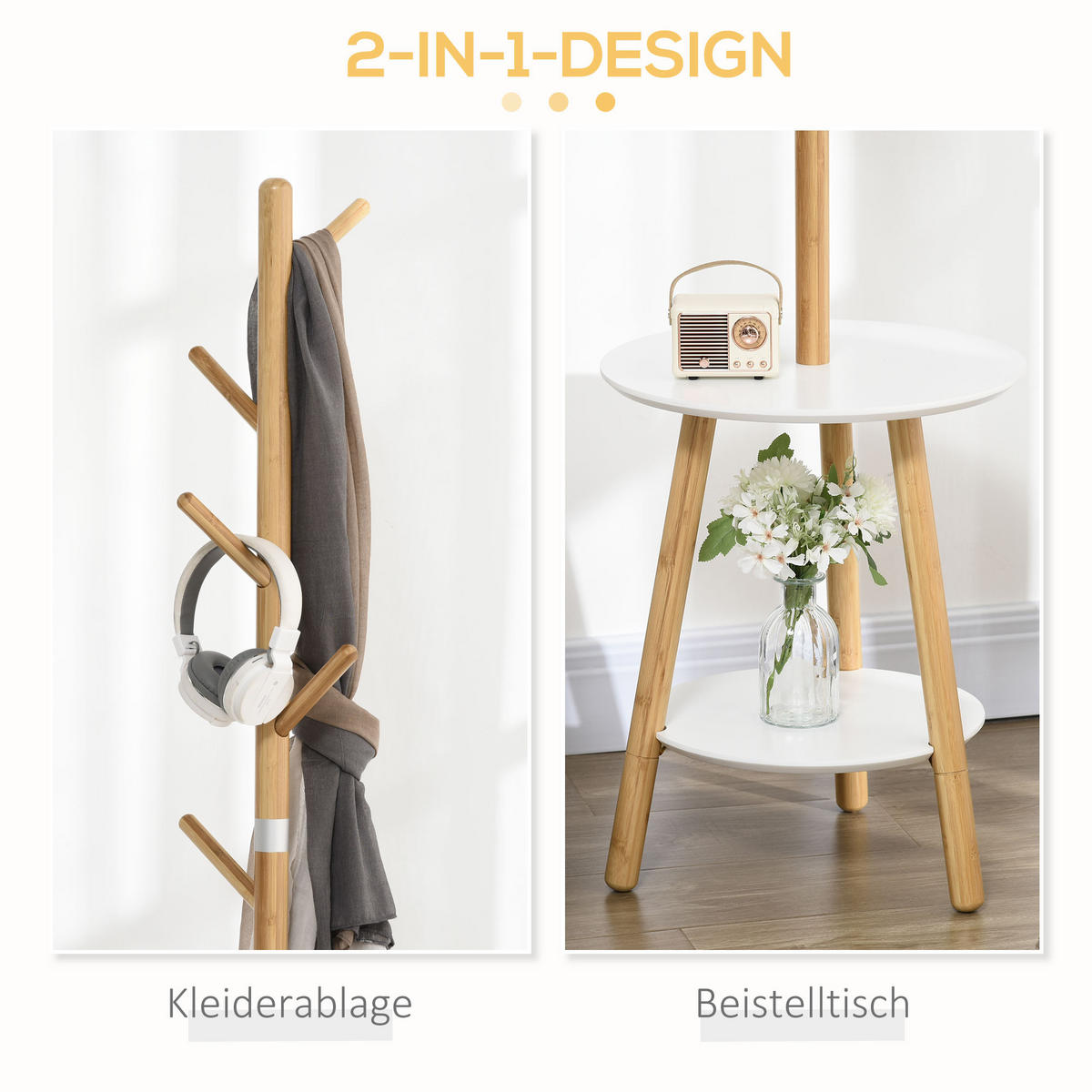 GARDEROBENSTÄNDER - Eichefarben, Holz/Metall (39.5/171/39.5cm) - HOMCOM