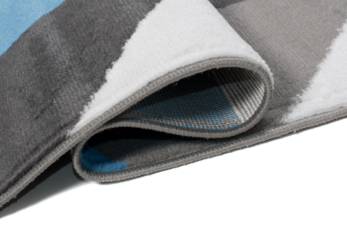 TEPPICH MAYA Blau Vierecke Geometrisch Figuren 250/300 cm - Blau, Textil (250/300cm) - Tapiso