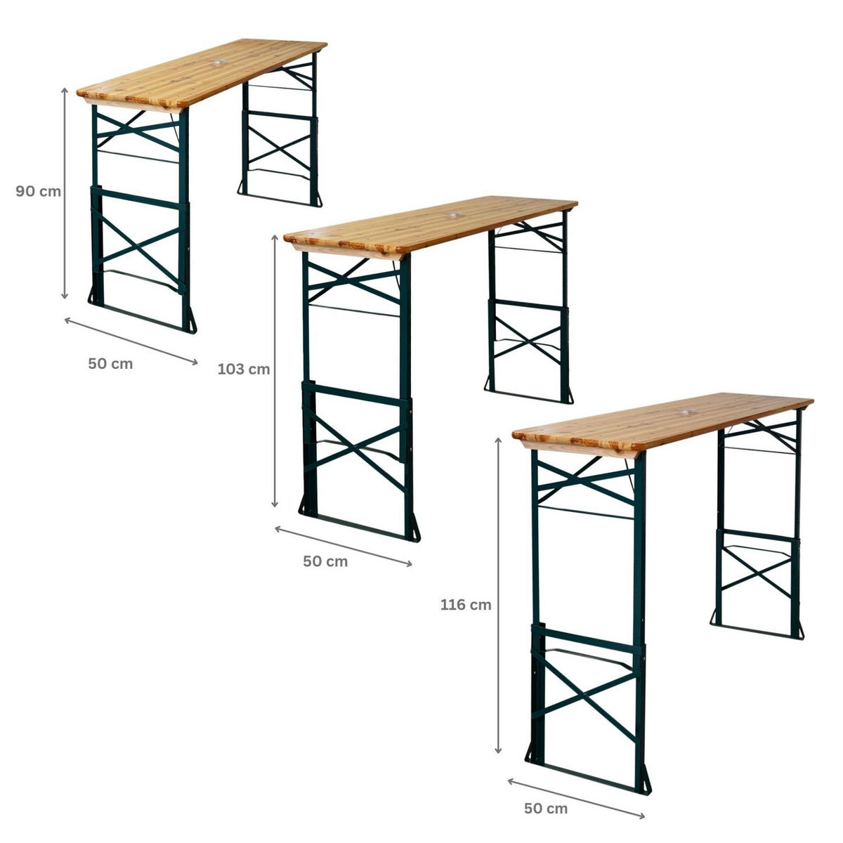 BIERZELTTISCH höhenverstellbar & klappbar 90-116x170x50cm Holz - Hellbraun, Holz - CHEFGASTRO