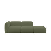 SOFA Ottomane Links MIRA-S3 296x89x70 Grün Bouclé - Schwarz/Olivgrün, Holzwerkstoff/Kunststoff (296/70/89cm) - ALTDECOR