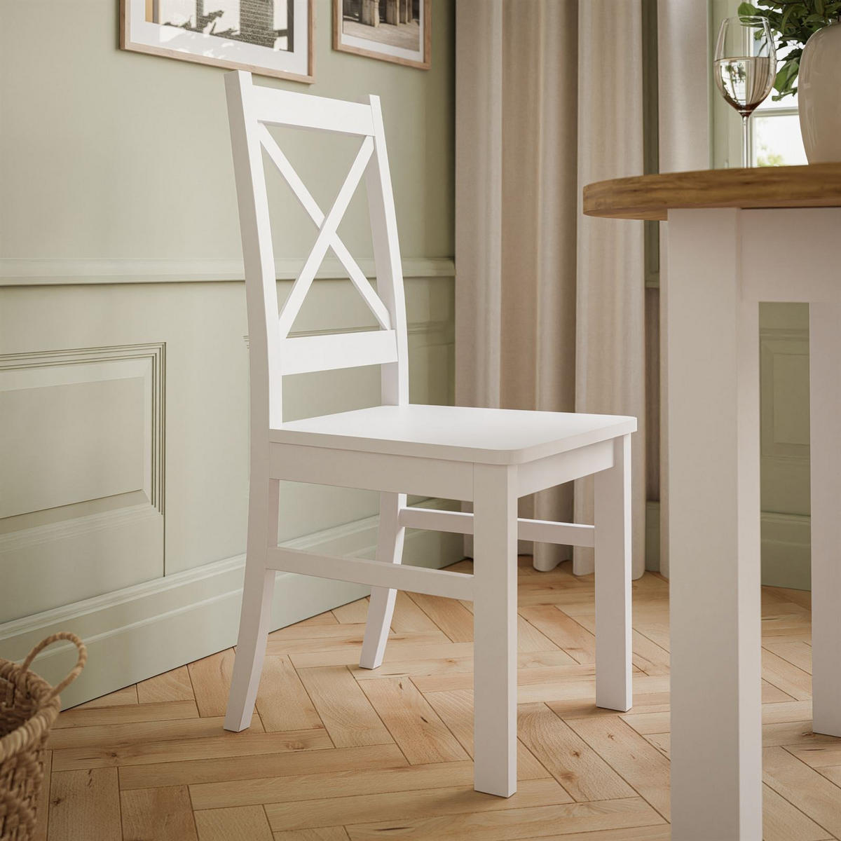 ESSZIMMERSET OLEA Tisch + 4 Stühle - Eichefarben/Weiß, Holzwerkstoff (140/77/100cm) - Lookway