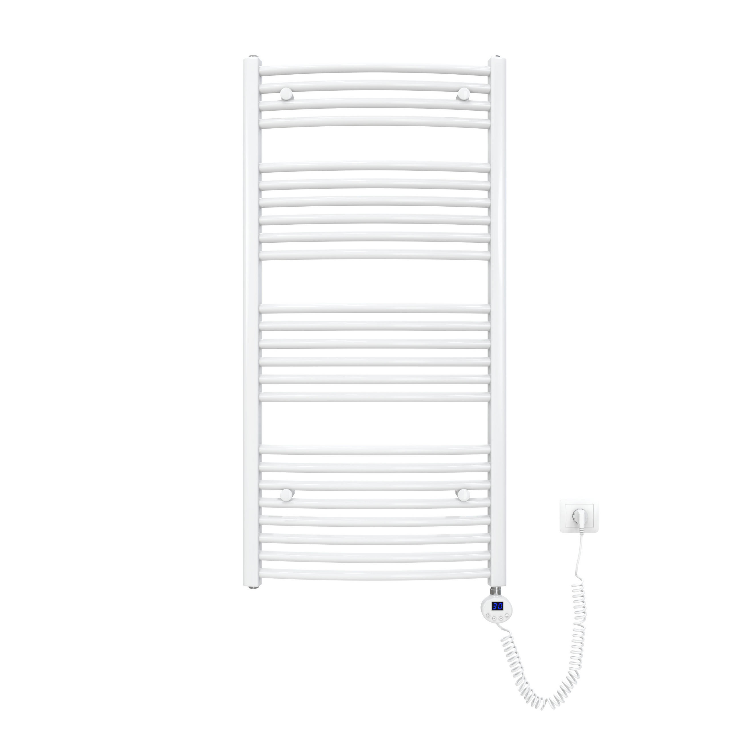 HANDTUCHHEIZKÖRPER elektrisch gebogen Weiß 120/60/5,6 cm - Weiß, Metall (60/120/5.6cm) - EMKE