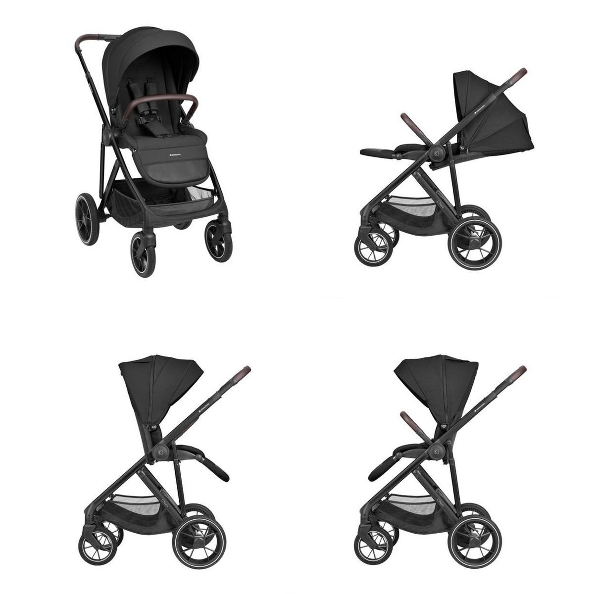 KOMBIKINDERWAGEN Chiara 3 in 1 schwarz Babyschale, Babywanne, faltbar, Tasche - Schwarz, Metall (95/58/108cm) - Kikka boo