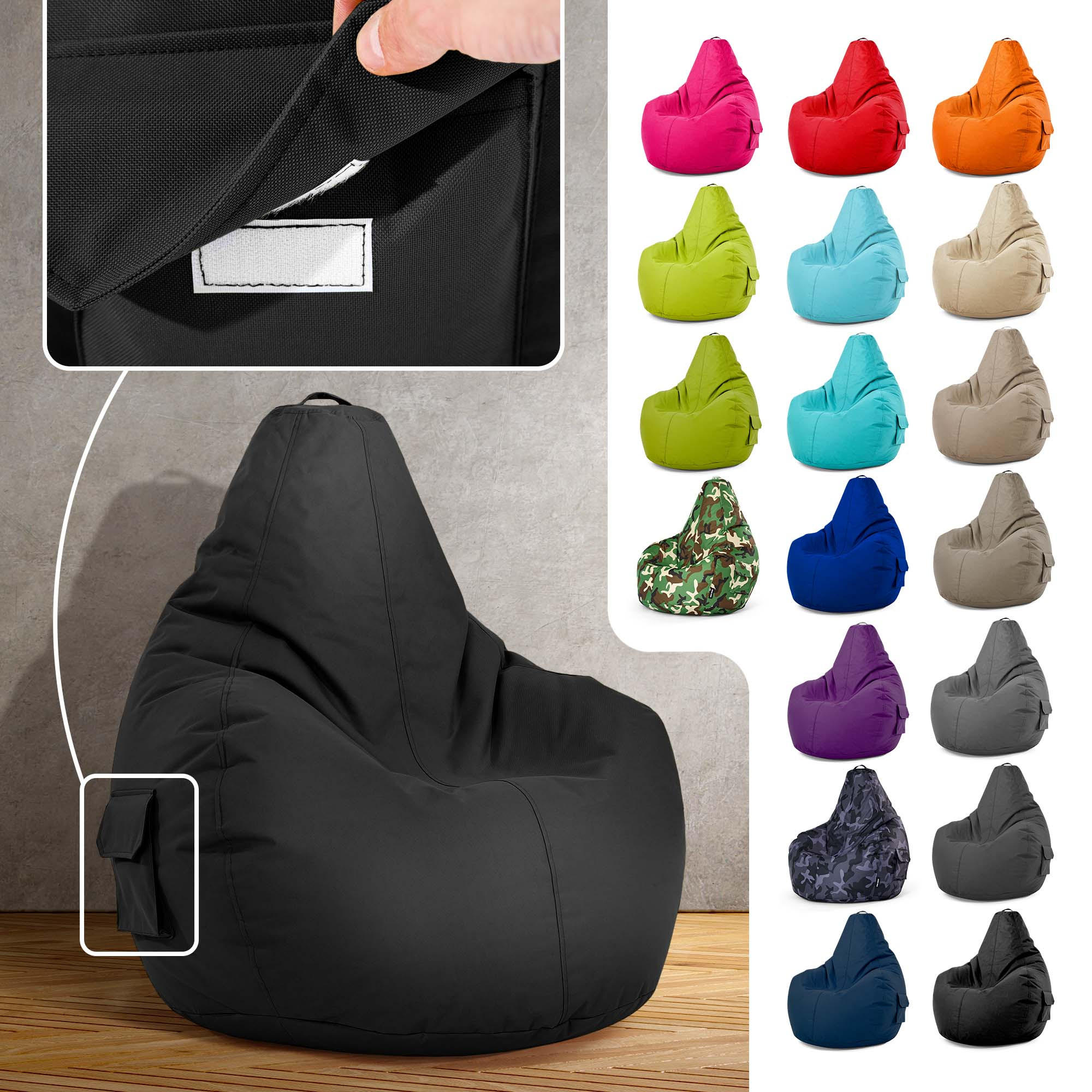 SITZSACK Lounge Chair "Cozy" 80x70x90cm - Schwarz, Textil (70/90/80cm) - Green Bean