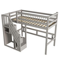 HOCHBETT 90/200 cm grau aus Holz mit Aufbewahrungstreppe - Grau, Holzwerkstoff (90/200cm) - OKWISH