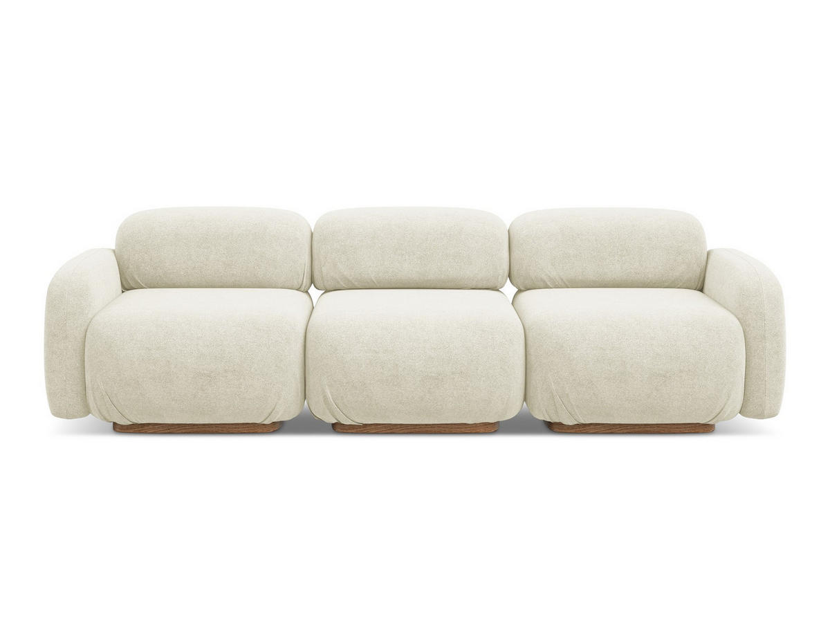 4-SITZER-SOFA Bouclé Stoff Weiß - Weiß/Braun, Holz/Textil (270/73/95cm) - Makamii