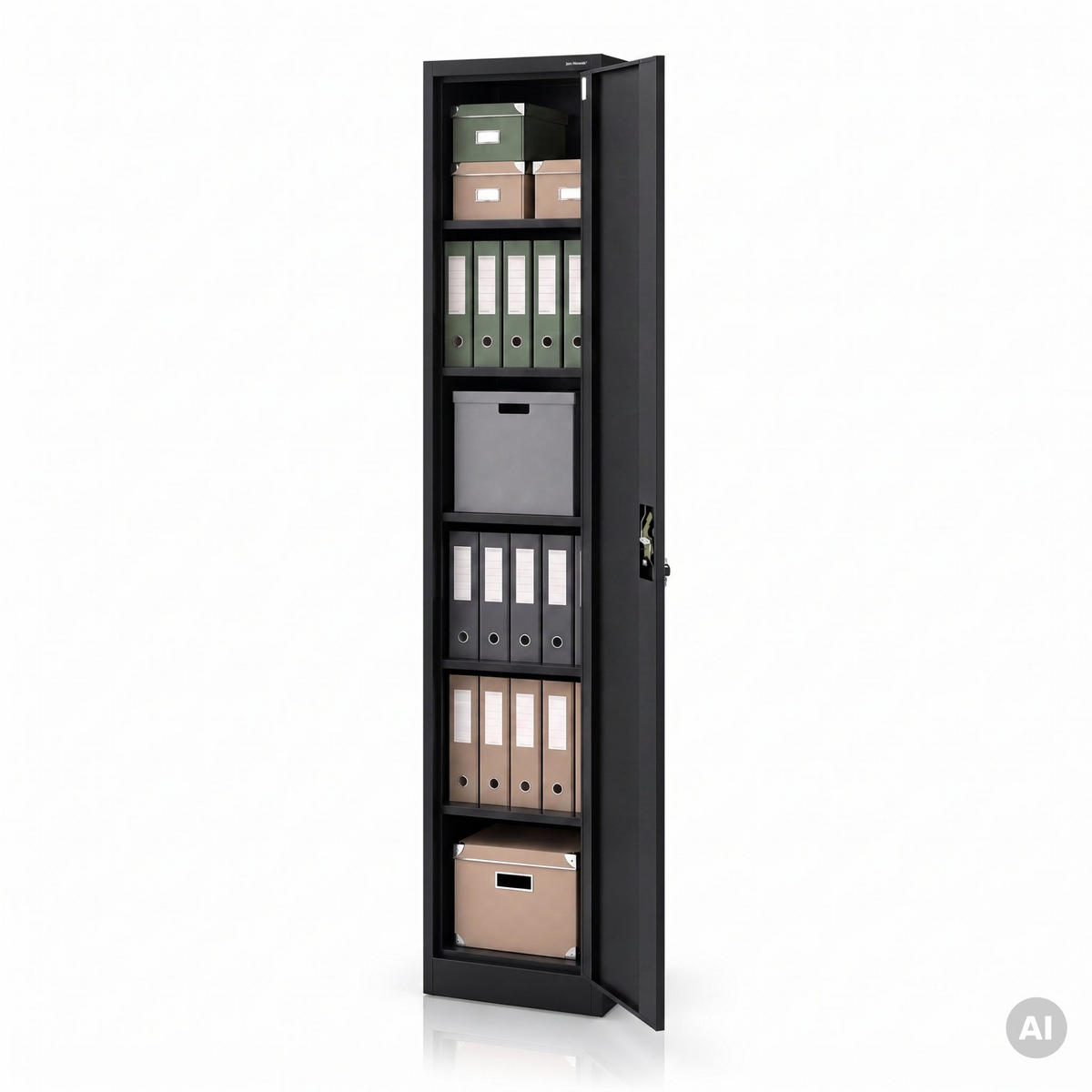 AKTENSCHRANK ALEX 220 - Schwarz, Metall (45/220/40cm) - Jan Nowak