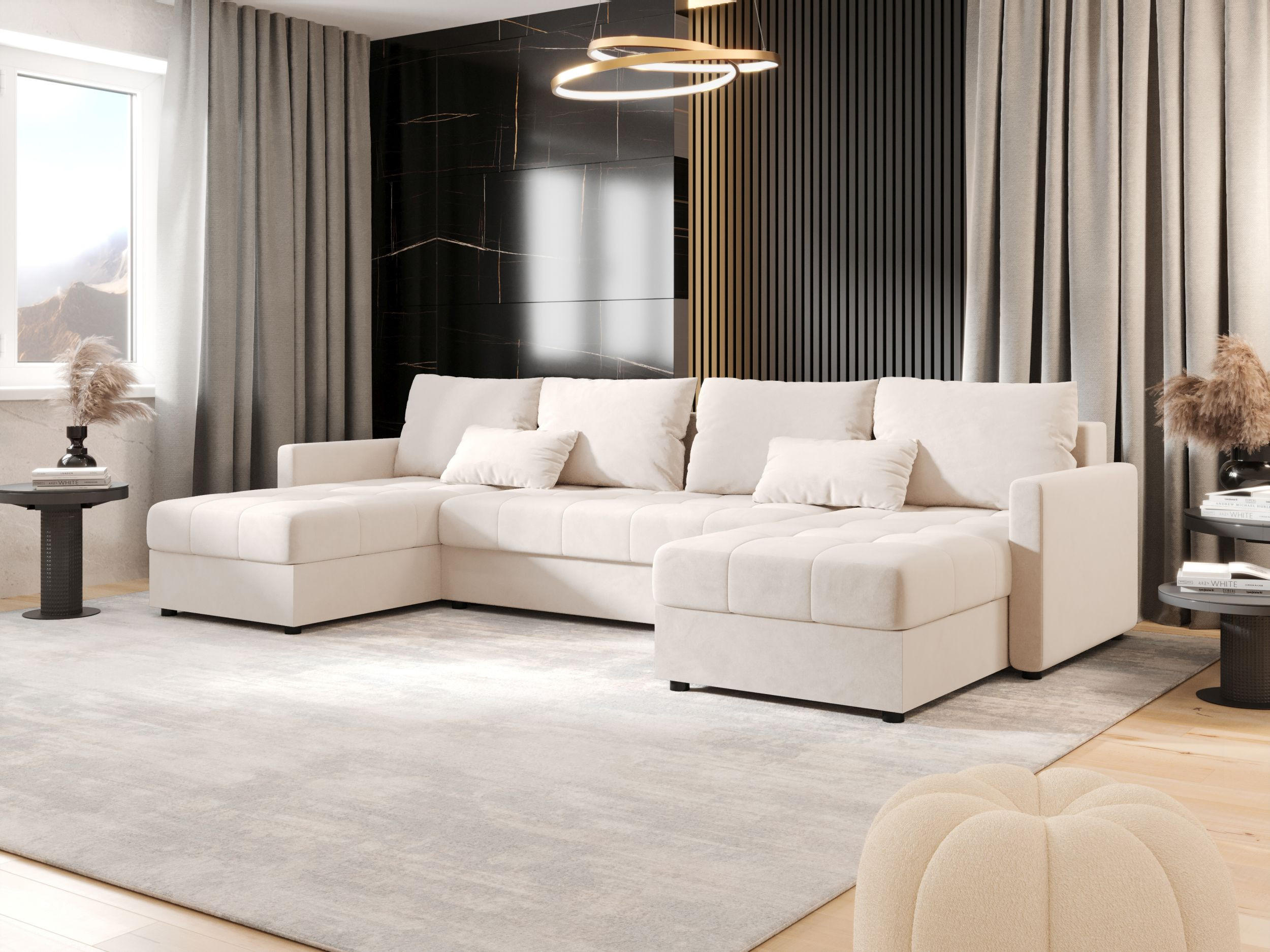 ECKSOFA MOS U BIS Itaka 16 mit Schlaffunktion - Beige, Textil (285/85/140cm) - Bedante