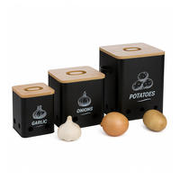 3XKARTOFFEL-AUFBEWAHRUNGSBOX - Schwarz, Holz/Kunststoff - Relaxdays