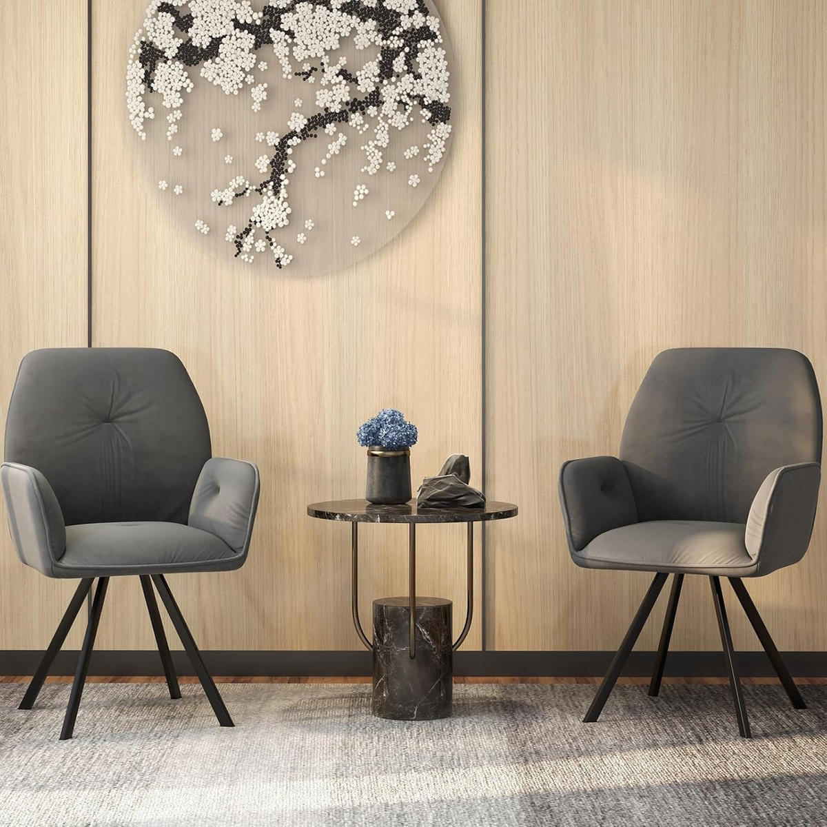 OTÁČAVÁ STOLIČKA 87 cm, sivá (sada 2 ks) - sivá, textil (63/87/59cm) - COSTWAY
