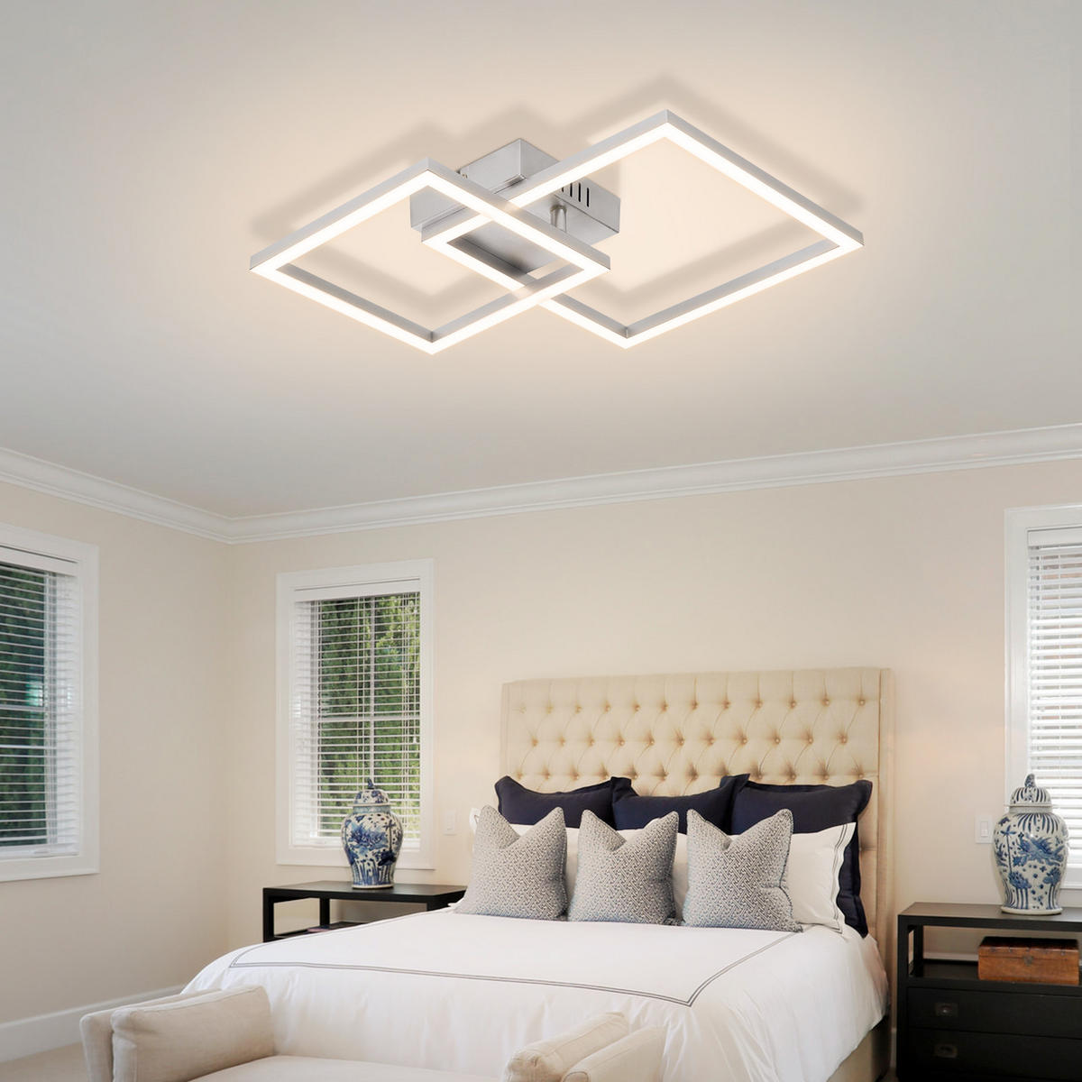 LED DECKENLEUCHTE Aelwynne 34.5/34.5/6.7 cm - Silberfarben, Kunststoff (34.5/34.5/6.7cm) - ZMH