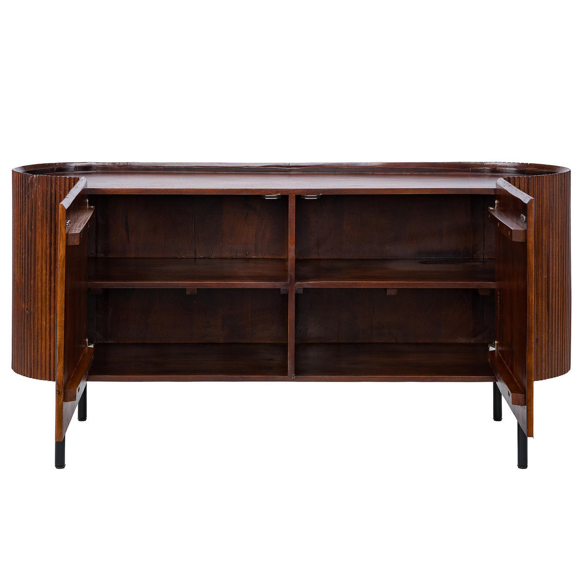 MASSIVES SIDEBOARD - Mango - Schwarz/Braun, Holz/Metall (150/75/45cm) - home24