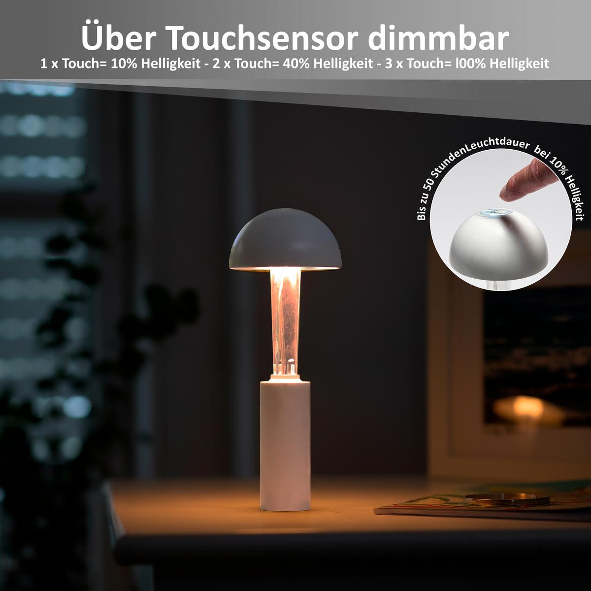 LED-AKKU-PENDELLEUCHTE - Höhenverstellbar mit abnehmbarer Leuchteinheit und Touch-Dimmer in Weiß - Weiß, Metall (16/16/150cm) - Northpoint