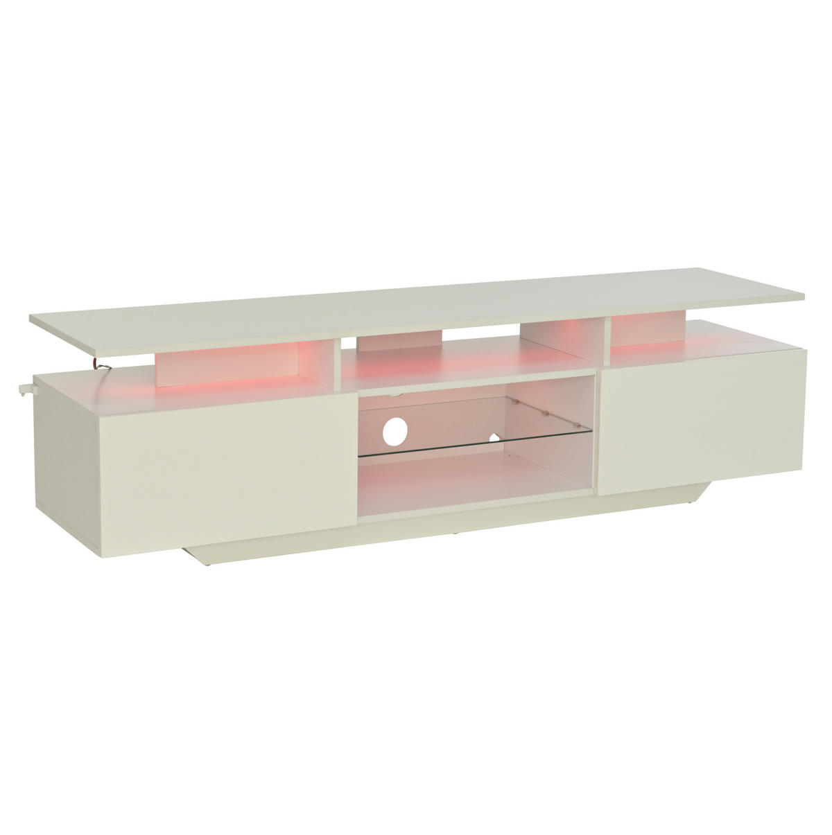 TV-LOWBOARD 160/40/45 cm Weiß aus MDF mit LED und 8 Ablagen - Weiß, Holzwerkstoff (160/45/40cm) - OKWISH