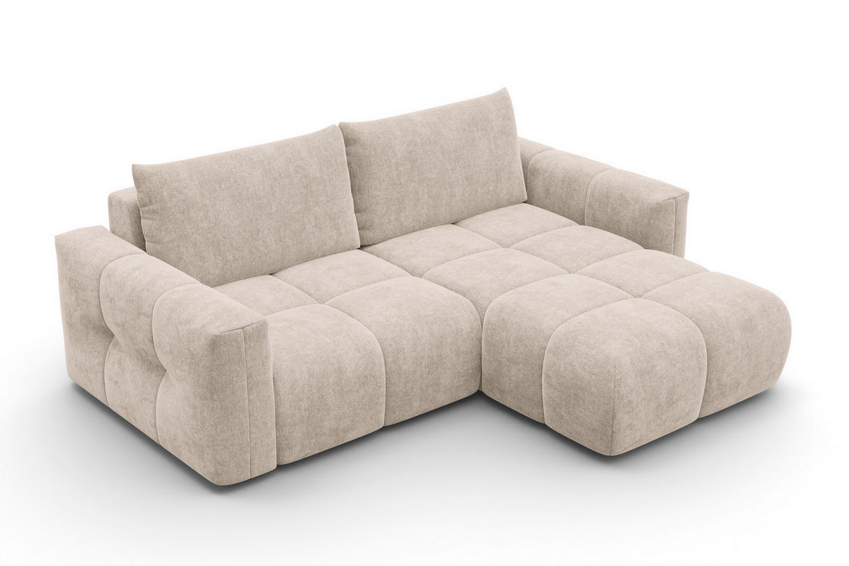 ECKSOFA VERONA 3-Sitzer rechts, Beige - Beige/Schwarz, Holz/Textil (224/173cm) - Courtois Laville