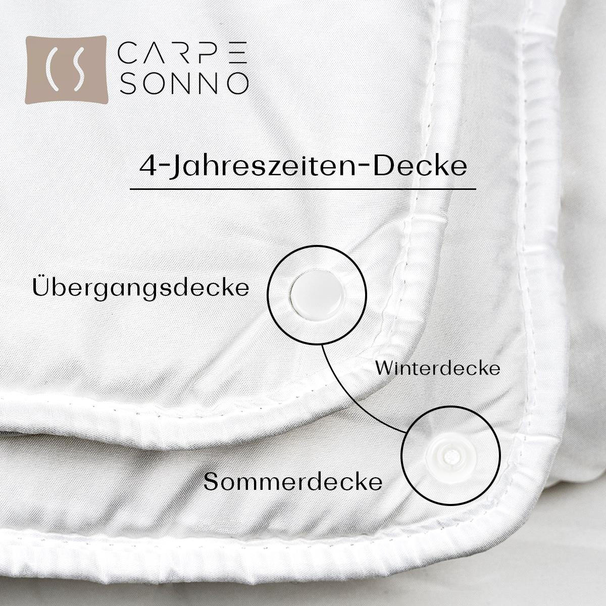 4-JAHRESZEITEN-BETTDECKE 155x220 cm, Winterdecke + Sommerdecke + Übergangsdeck - Weiß, Textil (155/220cm) - Carpe Sonno