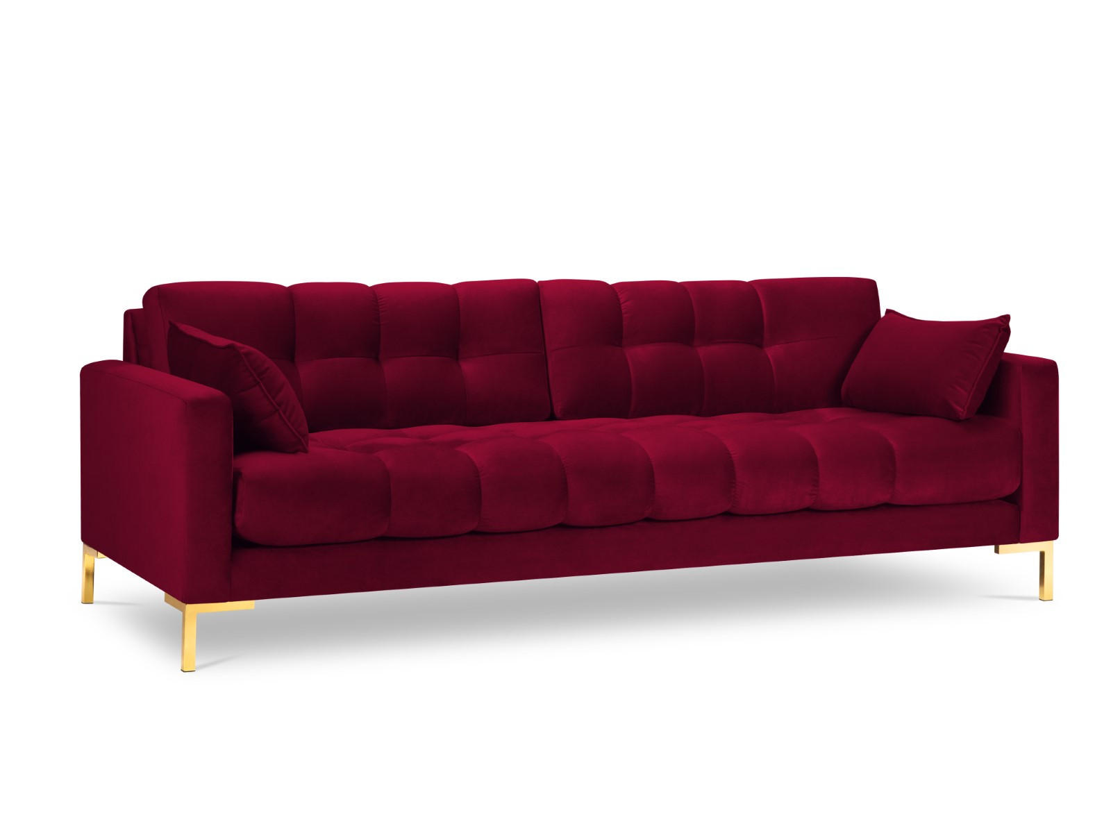 SOFA Mamaia aus Samt rot 4 Sitzplätze - Rot, Textil (92/75/217cm) - Micadoni