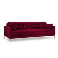 SOFA Mamaia aus Samt rot 4 Sitzplätze - Rot, Textil (92/75/217cm) - Micadoni