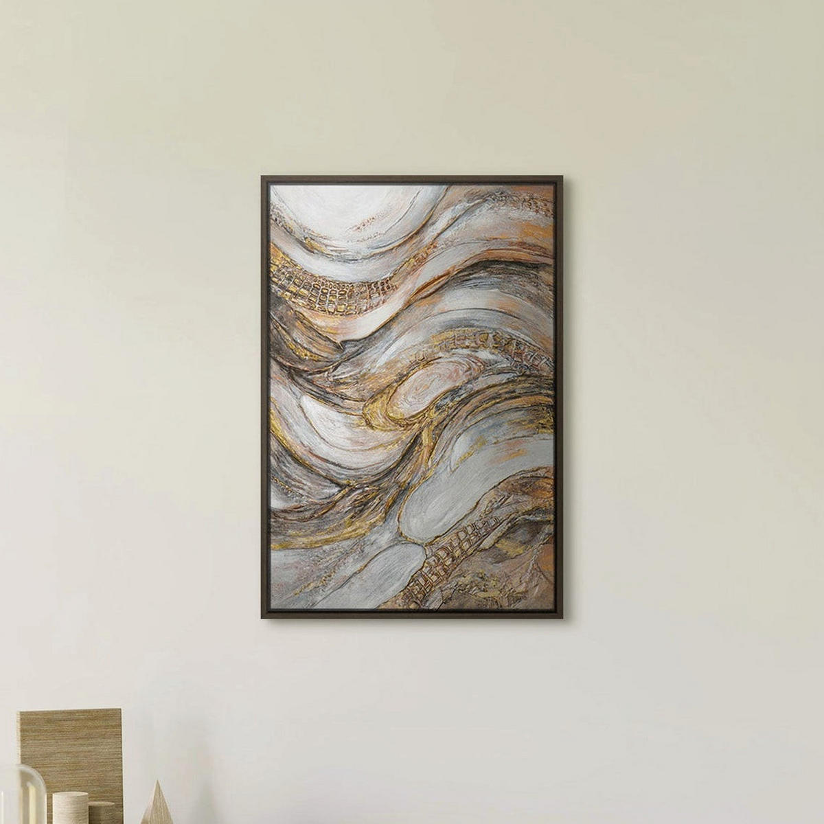 GEMÄLDE Marmorfluss Schattenfugenrahmen Grau 70x50 cm - Grau, Holz (70/50cm) - YS-art gallery