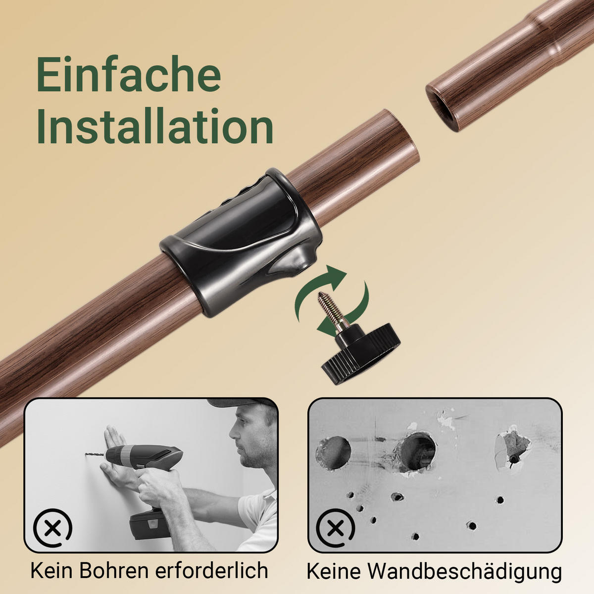 TELESKOP KLEIDERSTÄNDER Braun - Naturfarben, Kunststoff (311/285/3cm) - SoBuy