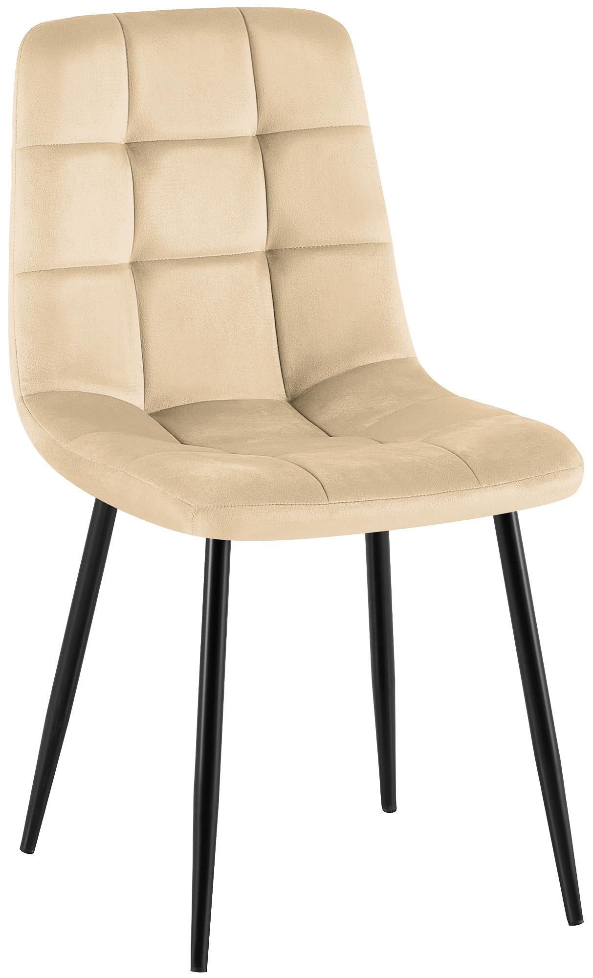 STUHL Samt Creme - Champagner/Schwarz, Textil/Metall (45/84/55cm) - CLP