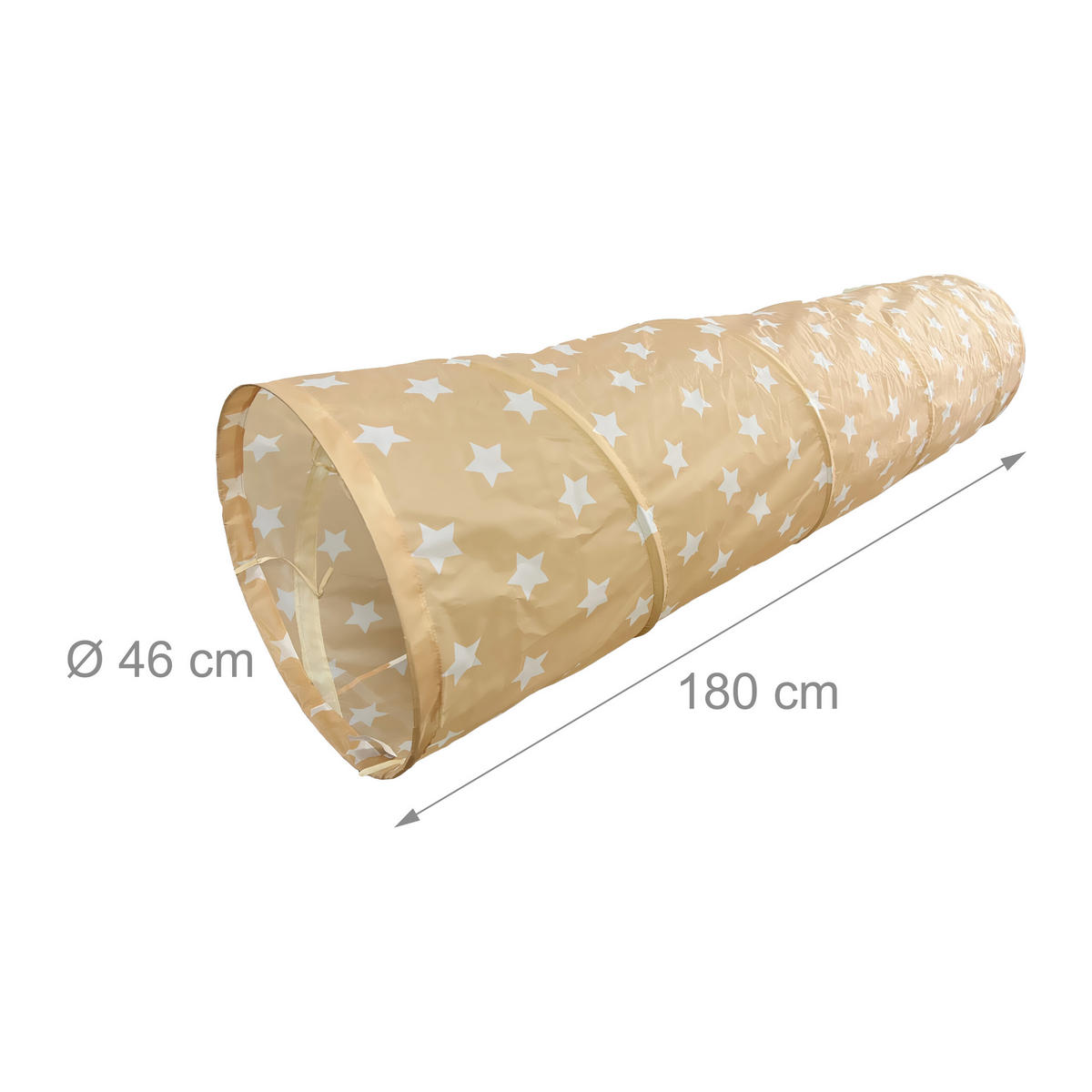 SPIELTUNNEL - Beige, Textil/Metall (180/45/45cm) - Relaxdays