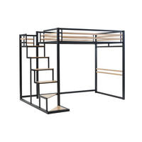 HOCHBETT - 140 x 200 cm - Metall & MDF - Naturfarben & Schwarz - JOGUI - Schwarz, Metall - Vente-Unique