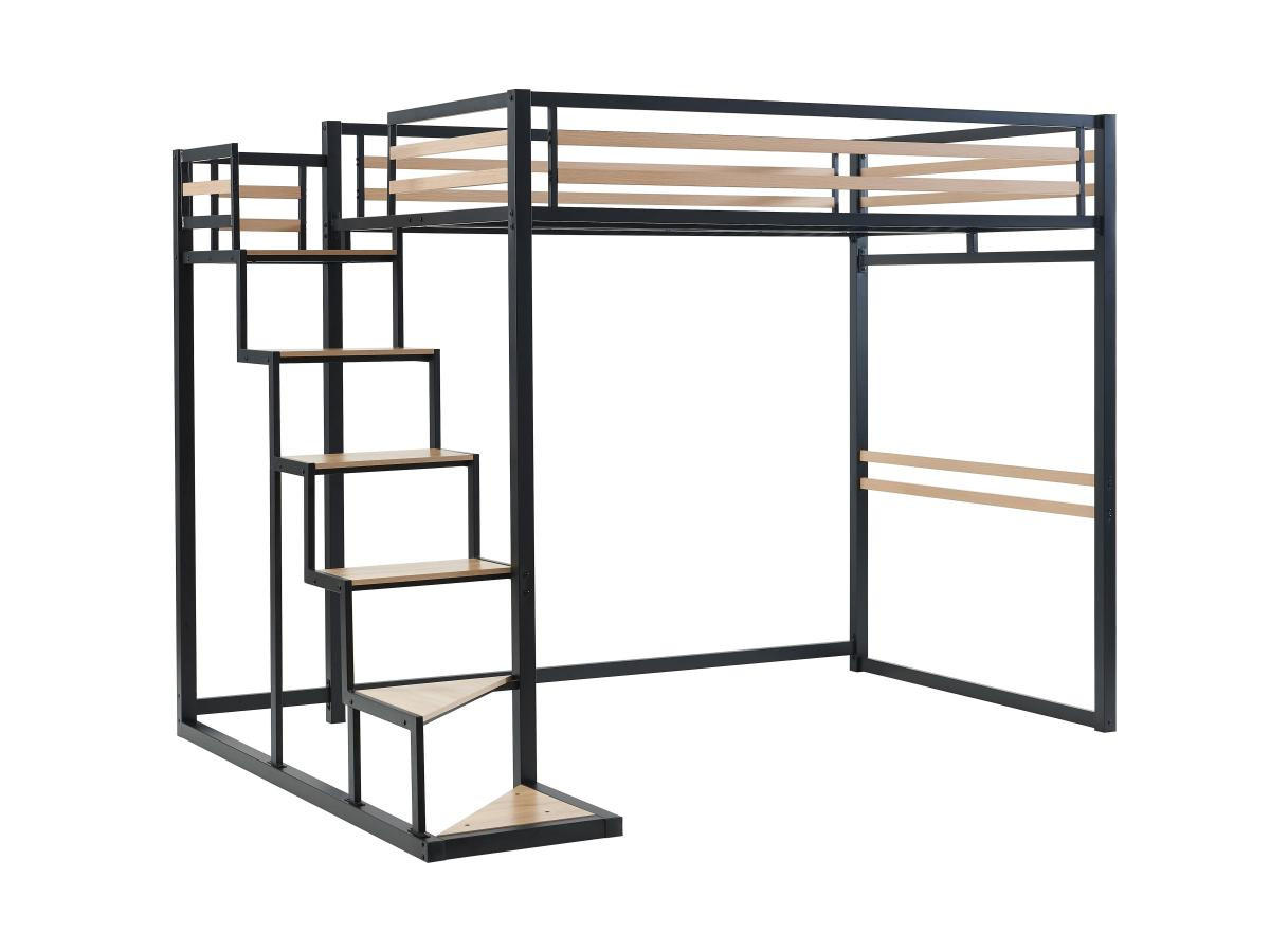 HOCHBETT - 140 x 200 cm - Metall & MDF - Naturfarben & Schwarz - JOGUI - Schwarz, Metall - Vente-Unique