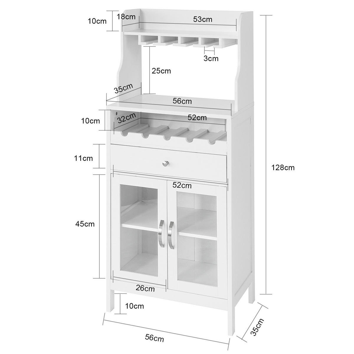 BARSCHRANK Weiß - Weiß, Holzwerkstoff (56/128/35cm) - SoBuy