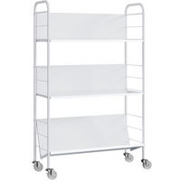 BÜCHERREGAL 69/26/108 cm mit 3 Ebenen, Rollen und Metallgestell, platzsparend, Weiß - Weiß, Metall (69/108/26cm) - Redom