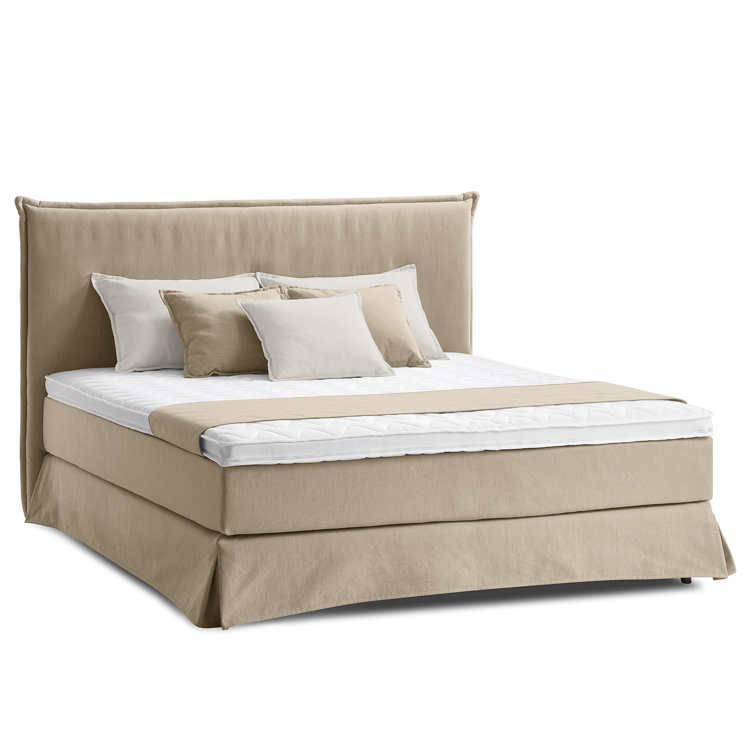 BOXSPRINGBETT mit Husse - Beige, Textil (180/200cm) - home24