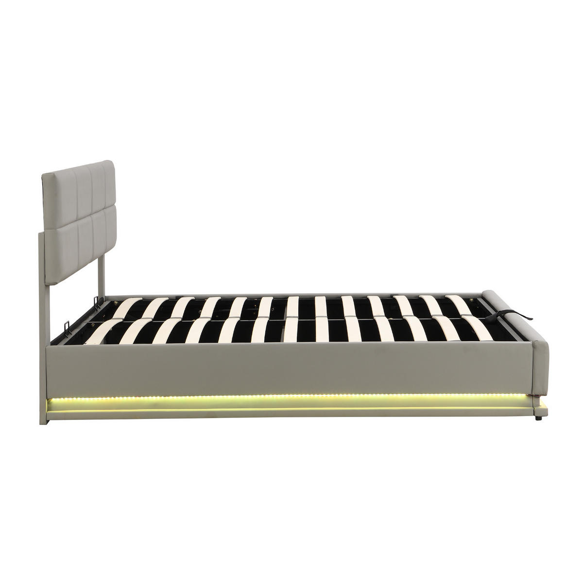 POLSTERBETT mit LED und Bettkasten 180x200 cm Kunstleder Cement Grey - Hellgrau, Metall (180/200cm) - Meubliv