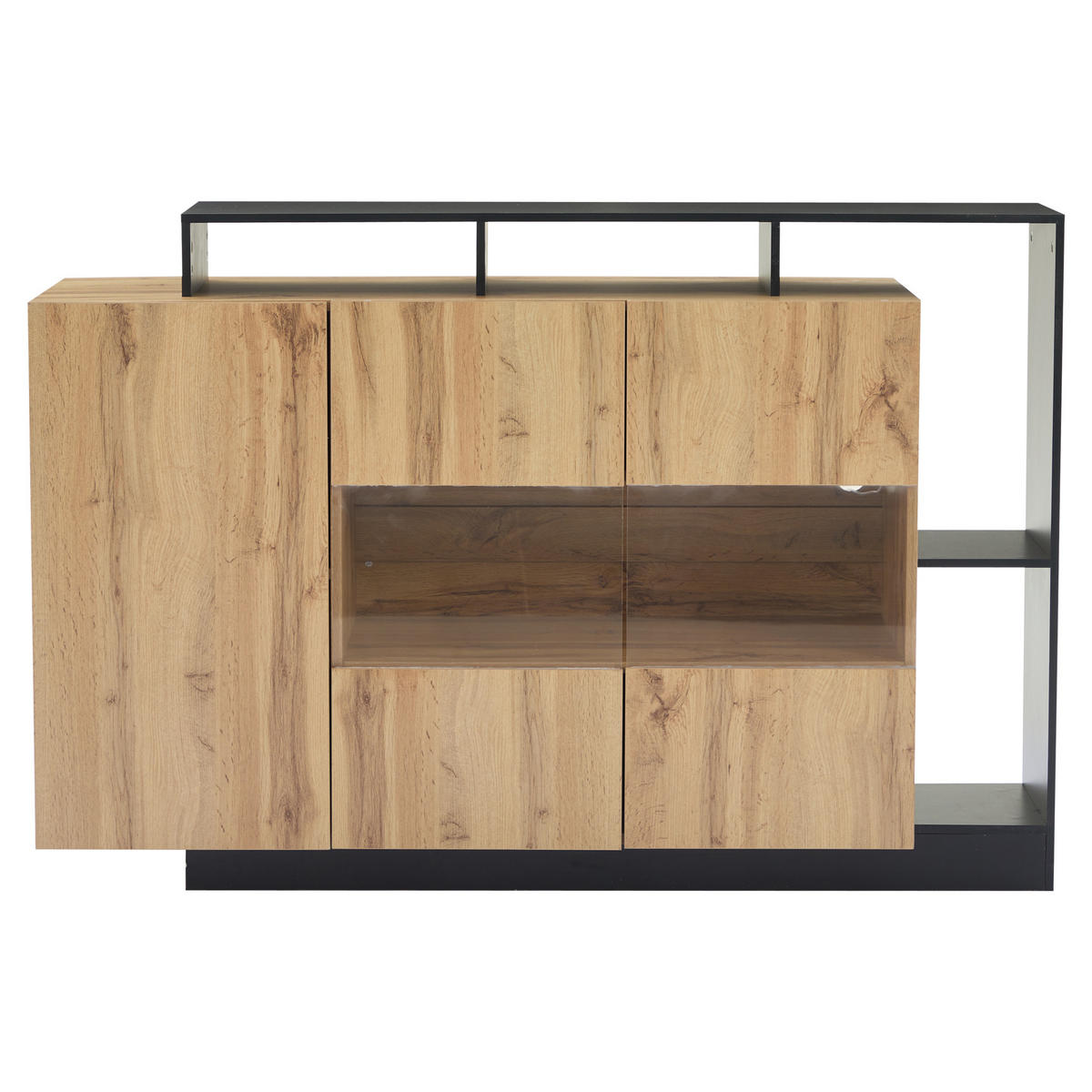SIDEBOARD in Holzoptik 140/44/94 cm aus MDF mit LED-Beleuchtung, Bluetooth-Steuerung, und Stauraum - Naturfarben, Holzwerkstoff/Kunststoff (140/94/44cm) - CHICFURN