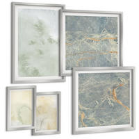 BILDER SET 5er Set - 50x50 cm & 20x30 cm & 40x60 cm Silberner Rahmen - Pastellfarben auf Aquarellleinwand - Silberfarben, Kunststoff (40/60cm) - TULUP