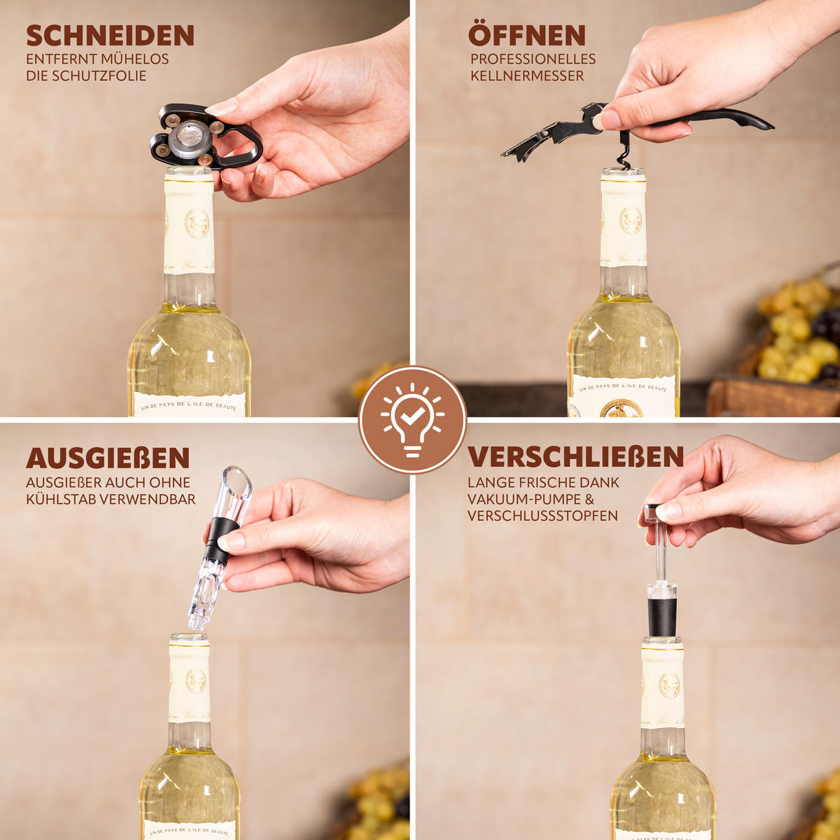 WEINREGAL-SET 6tlg, Akazienholz - Akaziefarben, Holz (38/12.5/16cm) - eluno
