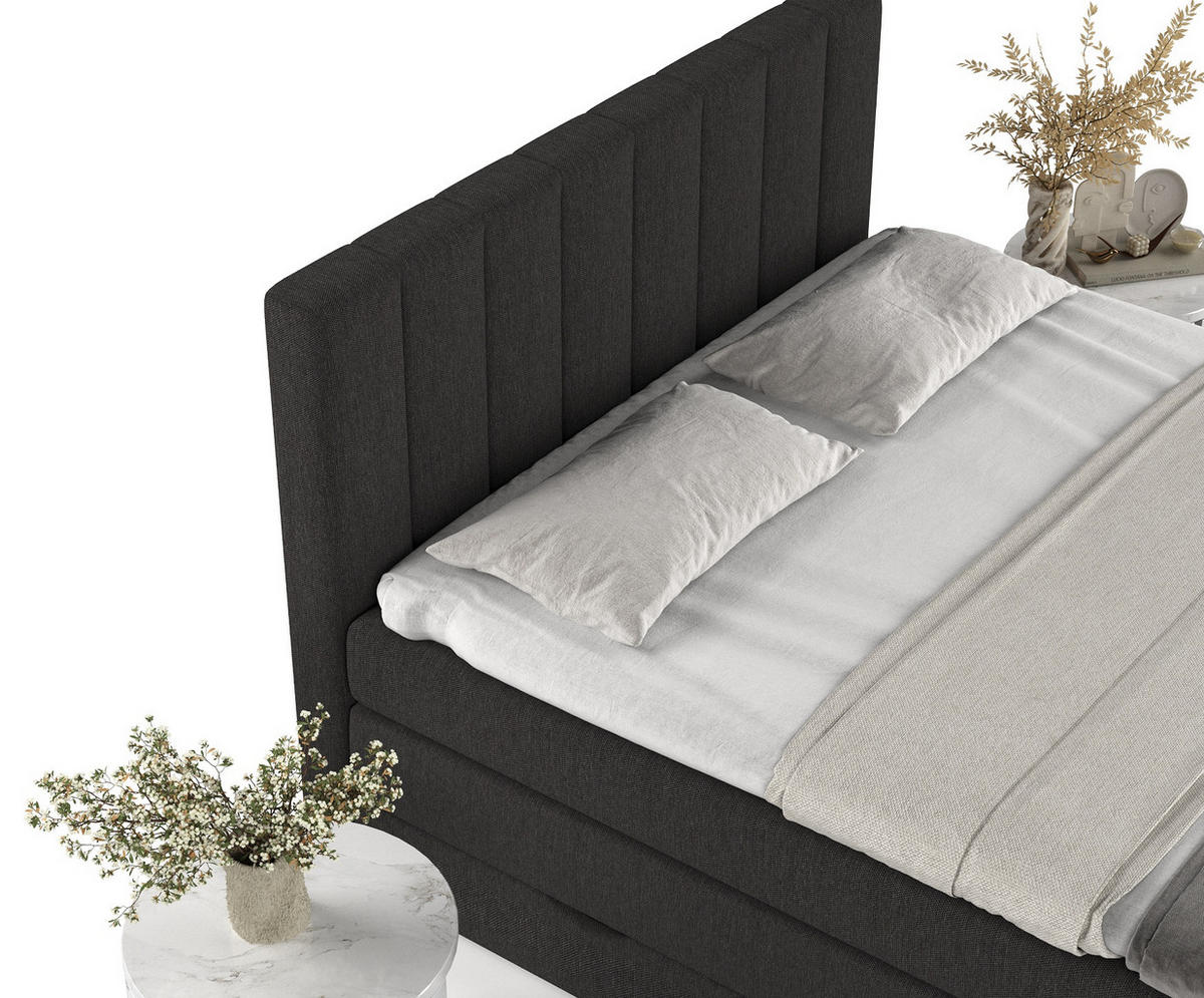 BOXSPRINGBETT Ruby Schwarz 200/200 cm mit Matratze und Topper - Schwarz, Holz/Holzwerkstoff (200/200cm) - Maison de Reve