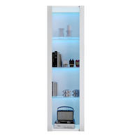 VITRINE 55/38/166 cm weiß aus Spanplatte mit Hochglanz und LED - Weiß, Holzwerkstoff (55/166/38cm) - OKWISH
