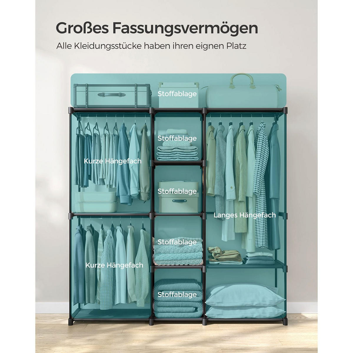 GARDEROBE AMSTERDAM - Schwarz, Metall (182/182/43cm) - Hansiro