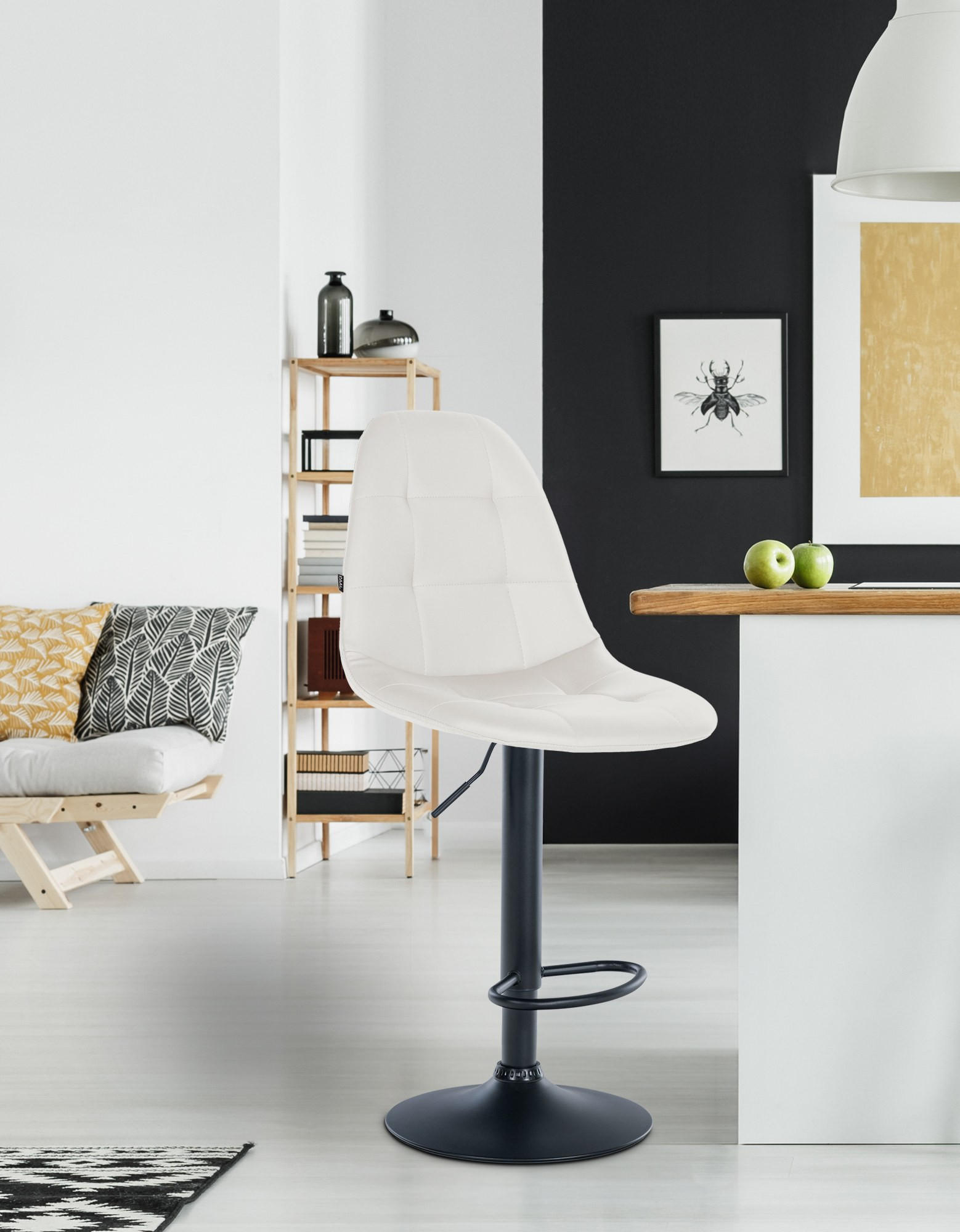 BARHOCKER Metall weiß - Weiß, Textil/Metall (47/58/56cm) - CLP