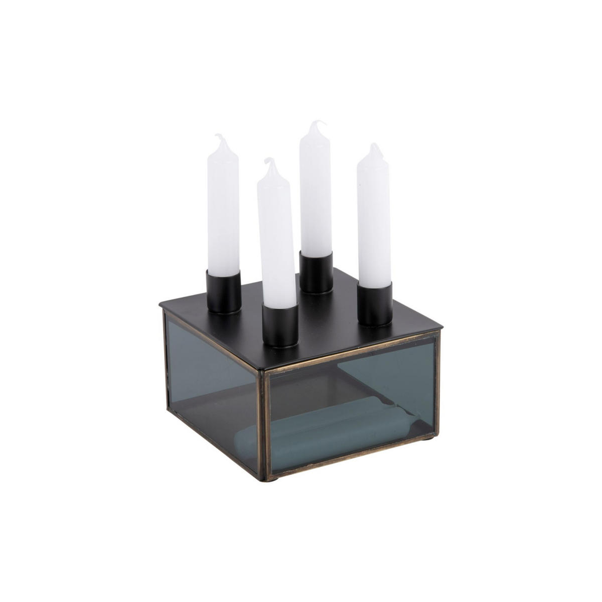 KERZENLEUCHTER Boxed Square Schwarz 14/14/11 cm - Schwarz, Glas (14/11/14cm) - Present Time