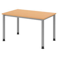 SCHREIBTISCH Serie-H Gestell: Silber 80/120/74 cm in Buchefarben - Buchefarben, Holzwerkstoff (80/120/74cm) - bümö