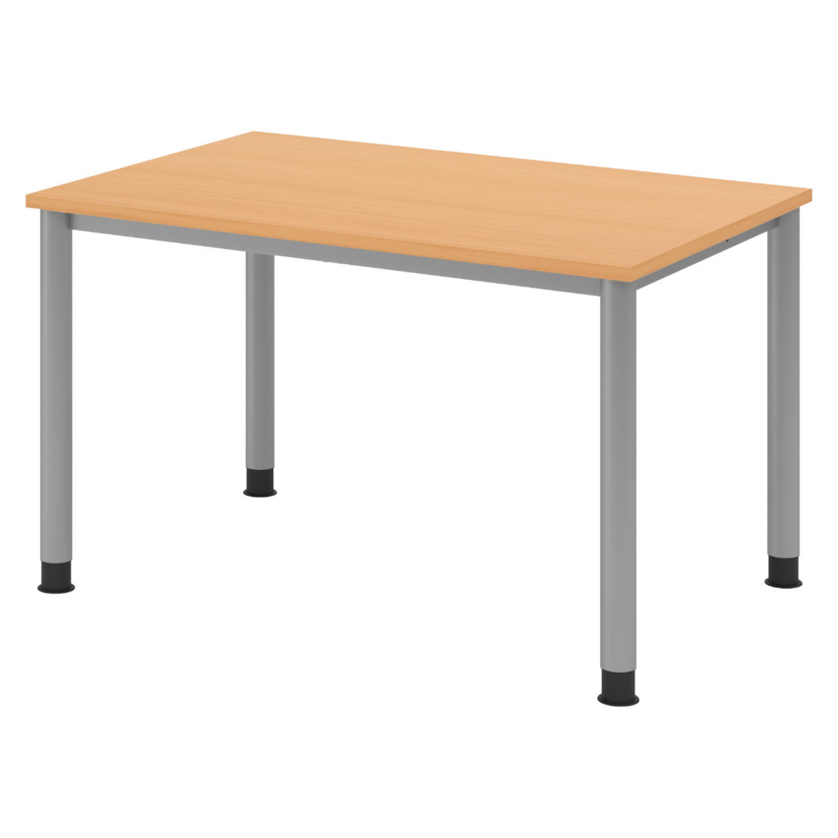 SCHREIBTISCH Serie-H Gestell: Silber 80/120/74 cm in Buchefarben - Buchefarben, Holzwerkstoff (80/120/74cm) - bümö
