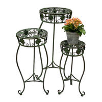 BLUMENHOCKER 3er Set Metall Grün Rund 96008 - Grün, Metall (36/75/36cm) - DanDiBo