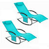 SONNENLIEGE 2er Set Blau - Türkis, Metall (63/83/150cm) - SoBuy